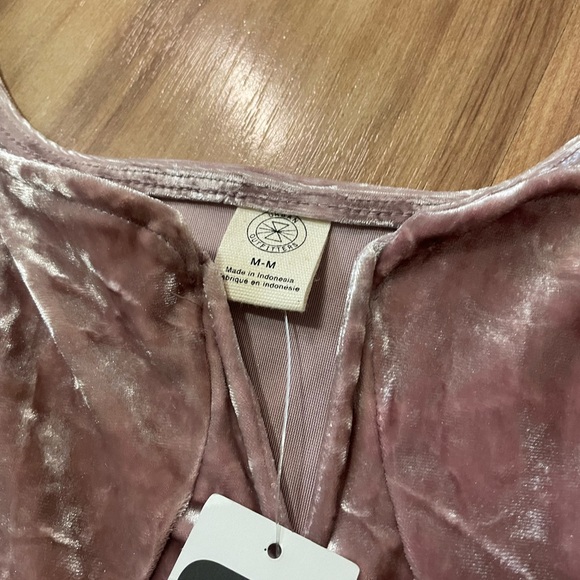 NWT Urban Outfitters Mauve crushed Velvet Puff Sleeves Crop Top Sz M Fairycore - Picture 4 of 8